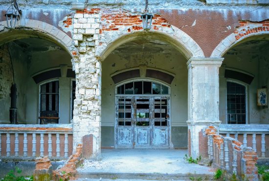 View of the nature of Moldova Entrance into an old and abandoned house in Moldova
